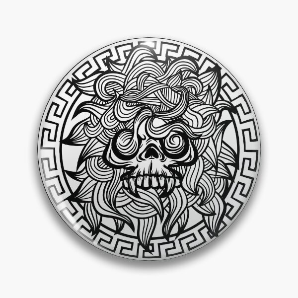 Item preview, Medusa Skull Greek Pattern Line Art designed and sold by daldadesign.