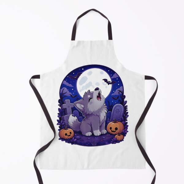 Item preview, Cute Wolf Pup Howling at Moon - Werewolf Halloween Graveyard Art designed and sold by Knacky Print.