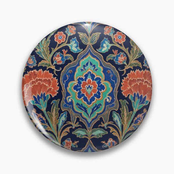 Item preview, Turkish Islamic Art Iznik Tile Pattern Dark Navy Ottoman Floral Print designed and sold by JIGUWORLD.