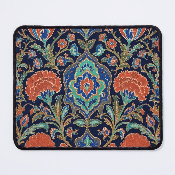 Item preview, Turkish Islamic Art Iznik Tile Pattern Dark Navy Ottoman Floral Print designed and sold by JIGUWORLD.