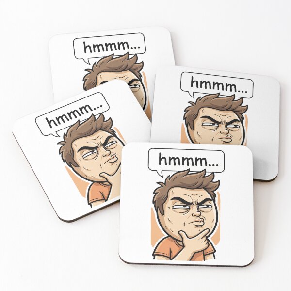 Item preview, Hmmm Meme Thinking Man Funny Confused Face Reaction Humor T-Shirt Design designed and sold by pawsome purrfect.