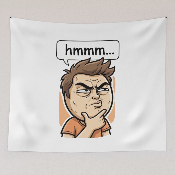 Item preview, Hmmm Meme Thinking Man Funny Confused Face Reaction Humor T-Shirt Design designed and sold by pawsome purrfect.