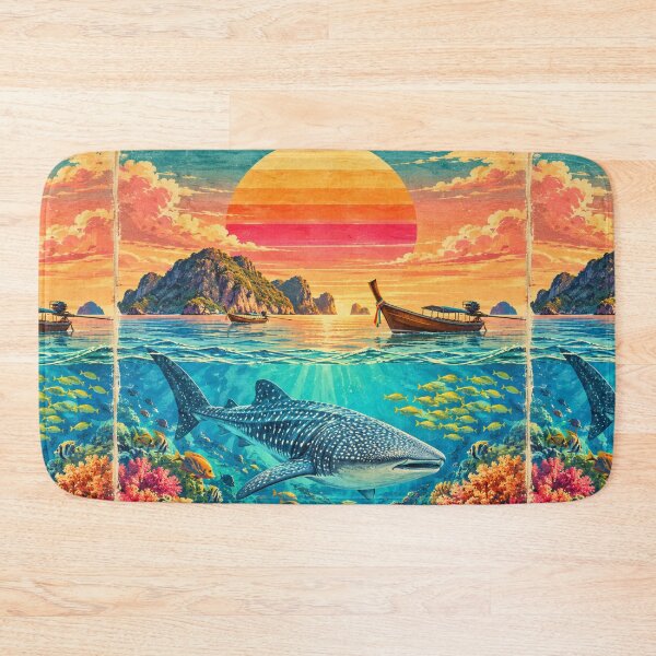 Item preview, RICHELIEU ROCK – Retro Sunset Poster  Retro tropical sunset poster  designed and sold by Spirit of Siam.
