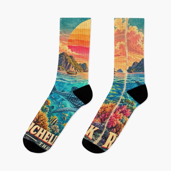 Item preview, RICHELIEU ROCK – Retro Sunset Poster  Retro tropical sunset poster  designed and sold by Spirit of Siam.