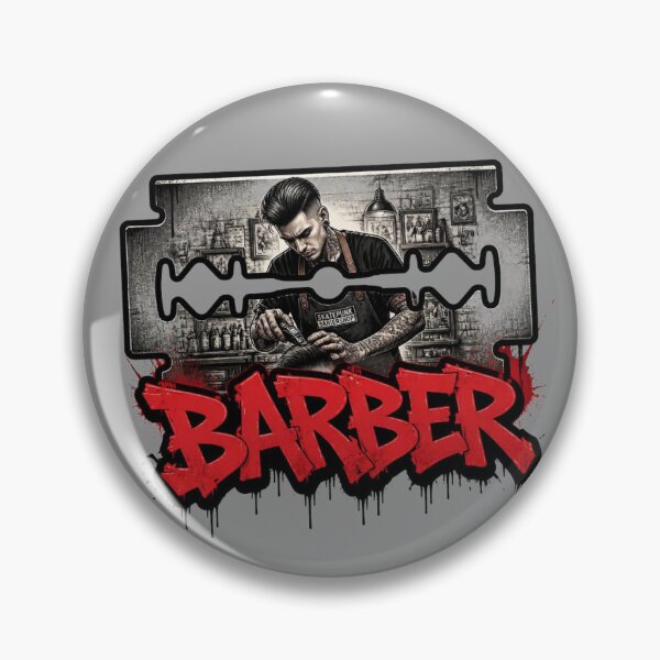 Item preview, Tattooed Barber Razor Blade Red Graffiti Streetwear Art designed and sold by Barber MD Culture.