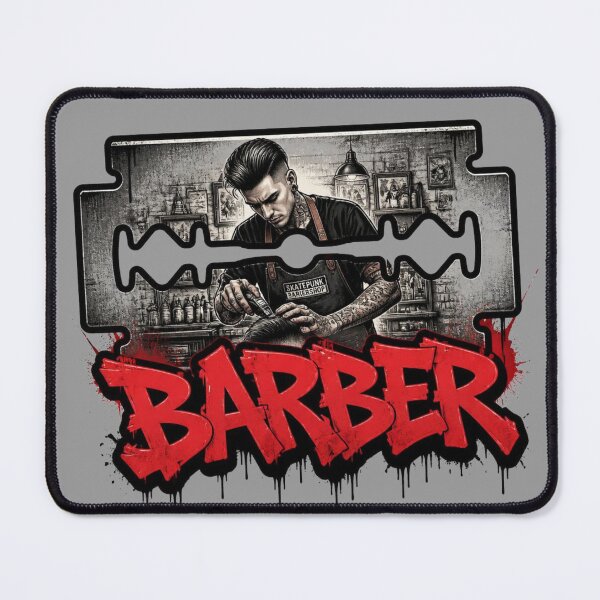 Item preview, Tattooed Barber Razor Blade Red Graffiti Streetwear Art designed and sold by Barber MD Culture.