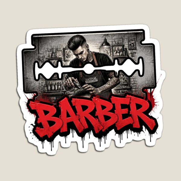 Item preview, Tattooed Barber Razor Blade Red Graffiti Streetwear Art designed and sold by Barber MD Culture.