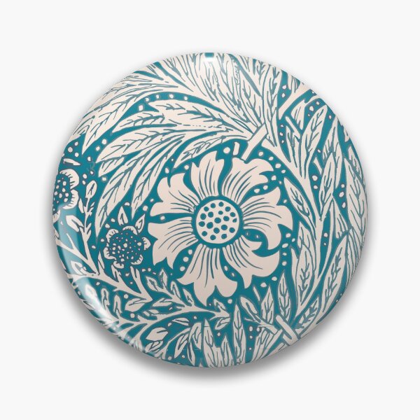Item preview, Teal blue William Morris Marigold floral designed and sold by Anne Londez Studio.