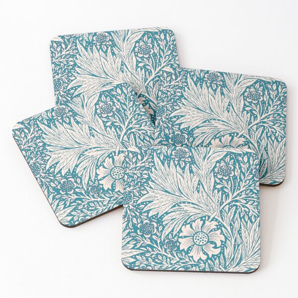 Item preview, Teal blue William Morris Marigold floral designed and sold by Anne Londez Studio.