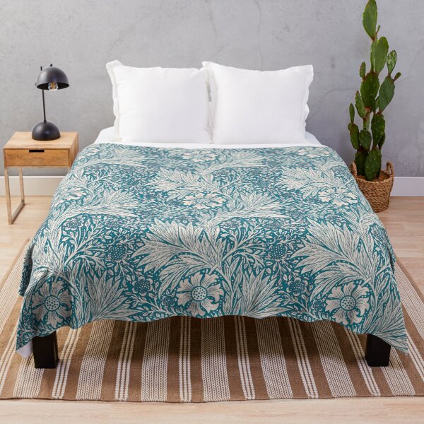 Item preview, Teal blue William Morris Marigold floral designed and sold by Anne Londez Studio.
