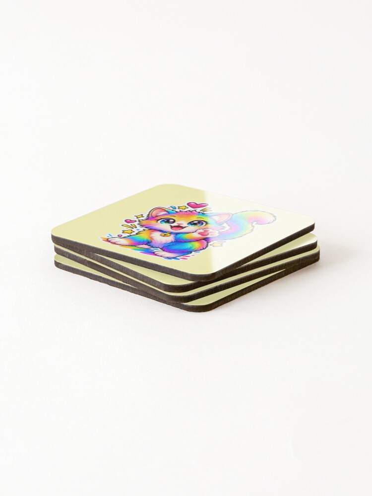 Thumbnail 4 of 5, Coasters (Set of 4), Gradient Cat designed and sold by DesignPrePress.