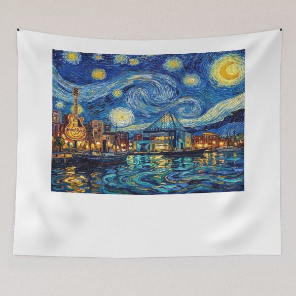 Item preview, Baltimore Inner Harbor Starry Night designed and sold by Bad-Decisions-Designs.