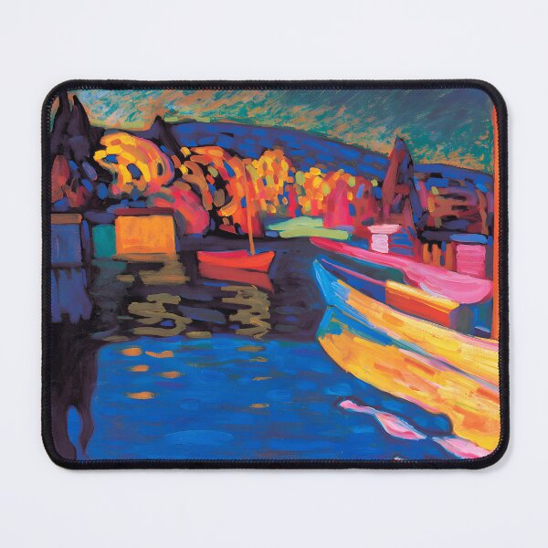 Item preview, Autumn Landscape With Boats nautical maritime Fauvism expressionist seascape painting by Wassily Kandinsky designed and sold by Jéanpaul Ferro.