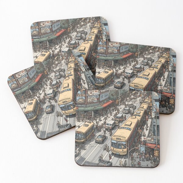 Item preview, A Vibrant Cityscape Illustration of an Urban City Life with Iconic Yellow Trams and Busy Streets designed and sold by Matt_Smith.