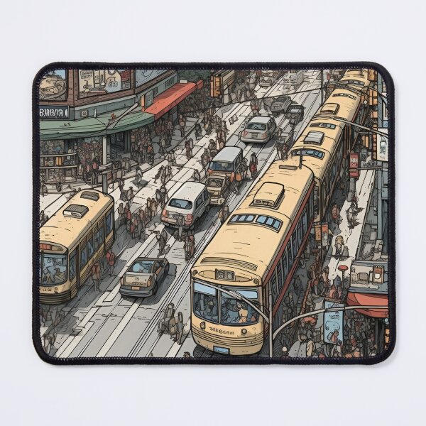 Item preview, A Vibrant Cityscape Illustration of an Urban City Life with Iconic Yellow Trams and Busy Streets designed and sold by Matt_Smith.