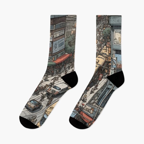 Item preview, A Vibrant Cityscape Illustration of an Urban City Life with Iconic Yellow Trams and Busy Streets designed and sold by Matt_Smith.