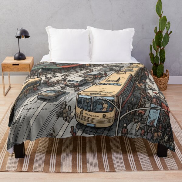 Item preview, A Vibrant Cityscape Illustration of an Urban City Life with Iconic Yellow Trams and Busy Streets designed and sold by Matt_Smith.
