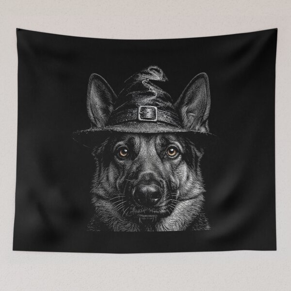 Item preview, Halloween German Shepherd Witch Hat  designed and sold by SOUFIANE1991.
