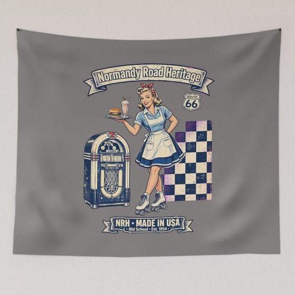 Item preview, Normandy Road Heritage 50s Diner Roller Waitress Jukebox Pinup designed and sold by Normandy Road Heritage™ - Vintage Garage Art.