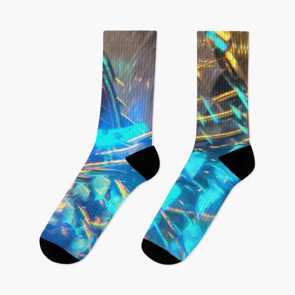 Item preview, Neon Cyber Grid: Electric Blue Light and Golden Rays designed and sold by ElionSolis.