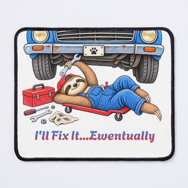 Item preview, I’ll Fix It Eventually Sloth Mechanic – Funny Car Repair Design designed and sold by Buli89.