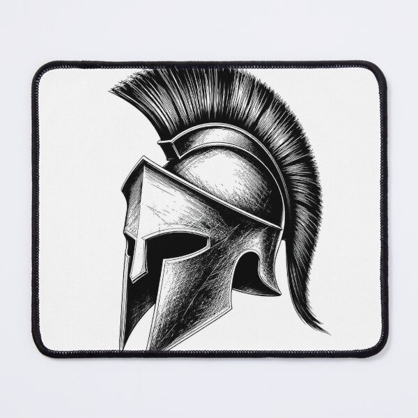 Item preview, Spartan Helmet Black & White – Ancient Greece Warrior Art designed and sold by Ancient-Era.