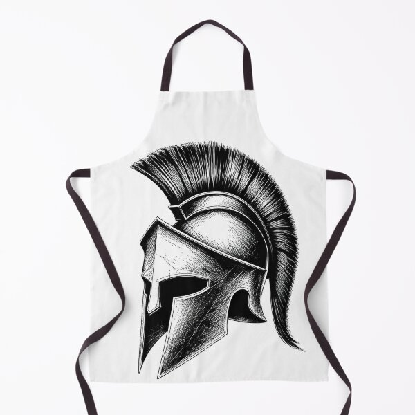 Item preview, Spartan Helmet Black & White – Ancient Greece Warrior Art designed and sold by Ancient-Era.