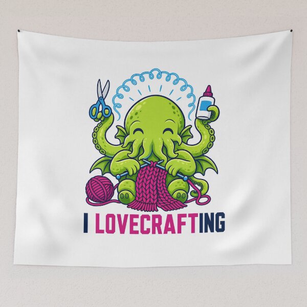 Item preview, Lovecraft I Love Crafting – Cute Cthulhu Crafter designed and sold by Fenay Designs.