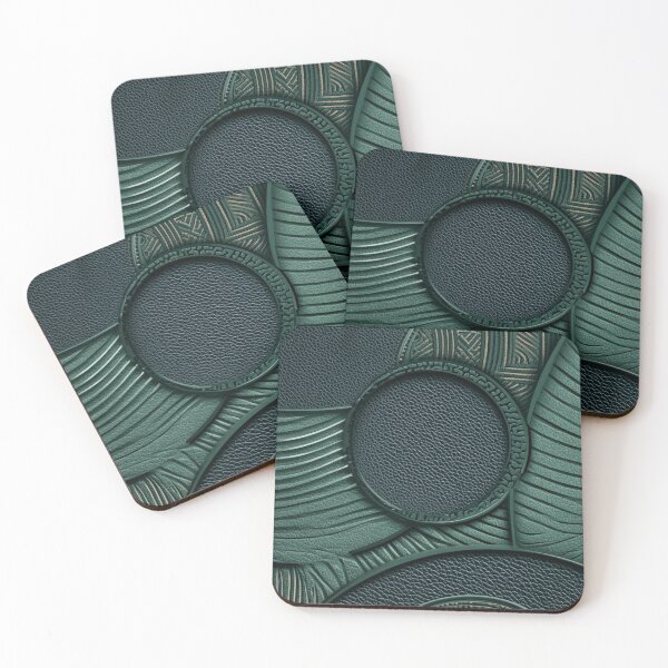Item preview, Luxury Dark Green Embossed Leather Geometric Circles Pattern designed and sold by LYAN-STORE.