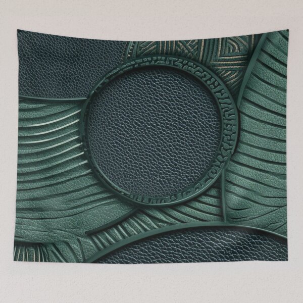 Item preview, Luxury Dark Green Embossed Leather Geometric Circles Pattern designed and sold by LYAN-STORE.