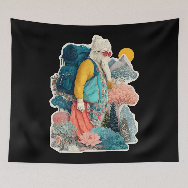 Item preview, Cool Hiking Elephant Backpacking Mountain Nature Papercut Art designed and sold by PANNARUK THAILAND.