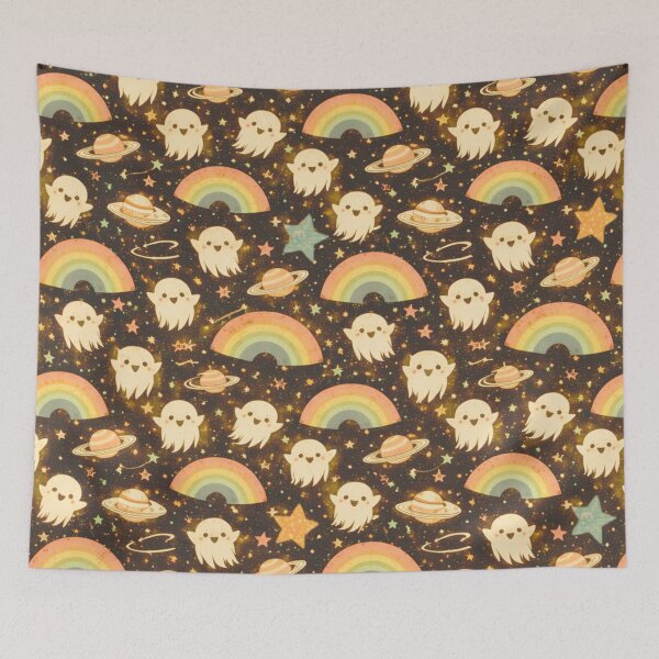 Item preview, Retro Cosmic Ghost Rainbow Pattern designed and sold by Reverie & Roses.
