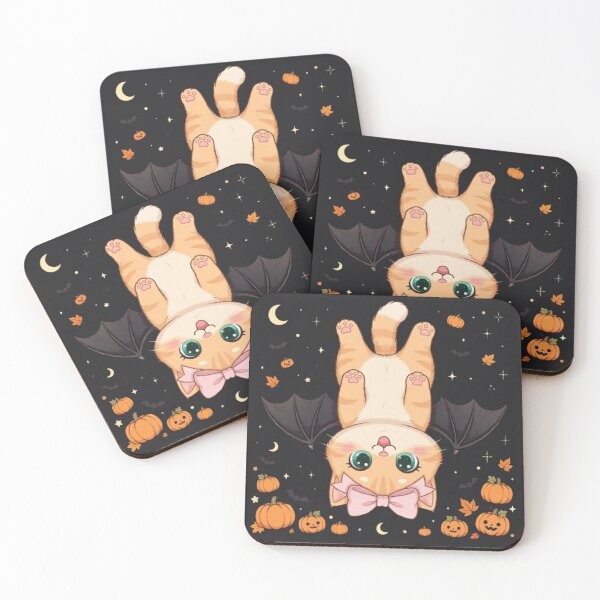Item preview, Cute Halloween Bat Cat Upside Down Pumpkins Funny designed and sold by Moody Vibes Studio.