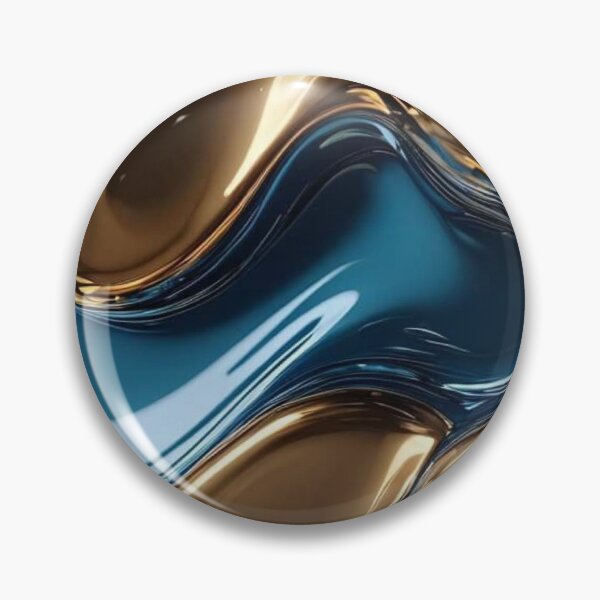 Item preview, Liquid Gold and Teal Metallic Waves Glossy Fluid Abstract designed and sold by LYAN-STORE.