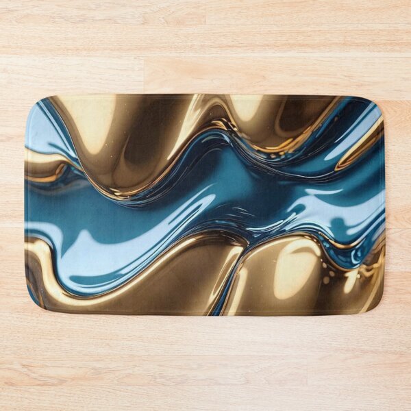 Item preview, Liquid Gold and Teal Metallic Waves Glossy Fluid Abstract designed and sold by LYAN-STORE.