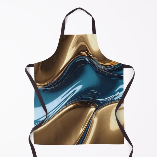 Item preview, Liquid Gold and Teal Metallic Waves Glossy Fluid Abstract designed and sold by LYAN-STORE.