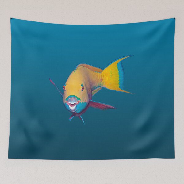 Item preview, Parrotfish Cutout * Dark to Light Blue Gradient Ocean Art |  designed and sold by Photo & Design Ute Niemann.