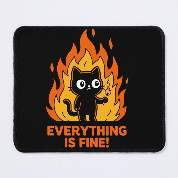 Item preview, Everything Is Fine Black Cat on Fire Dark Humor designed and sold by Conpo.