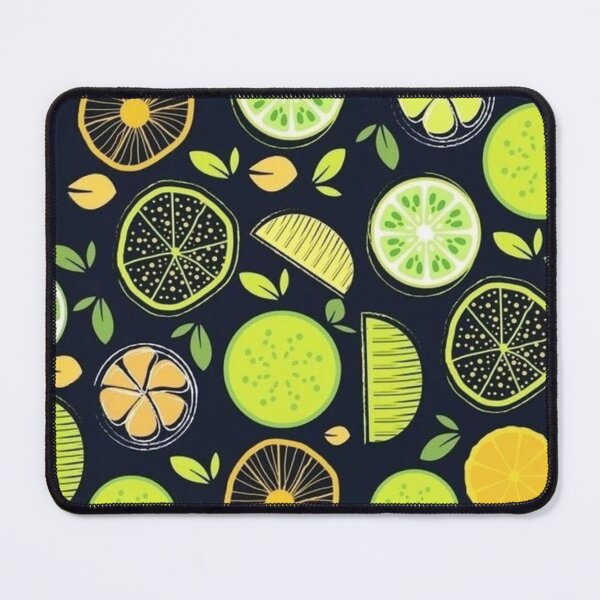 Item preview, Citrus Lime Lemon Slices Doodle Seamless Pattern Dark Background designed and sold by LYAN-STORE.