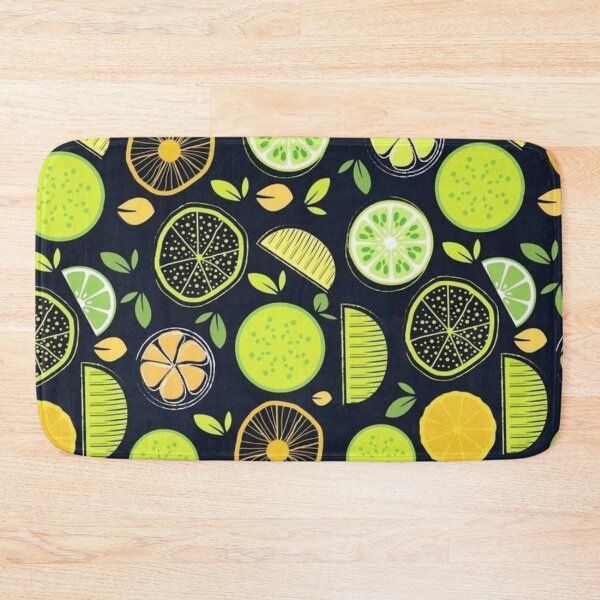 Item preview, Citrus Lime Lemon Slices Doodle Seamless Pattern Dark Background designed and sold by LYAN-STORE.