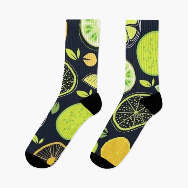 Item preview, Citrus Lime Lemon Slices Doodle Seamless Pattern Dark Background designed and sold by LYAN-STORE.