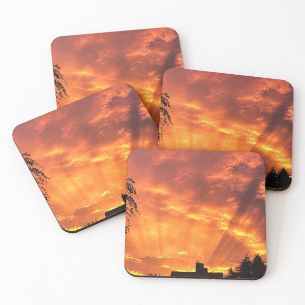 Item preview, Fiery Horizon: Dramatic Sunset Rays over the rooftop  designed and sold by Astute-Artio-Photography.