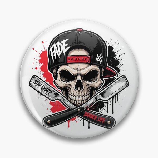 Item preview, Barber Skull Stay Sharp Straight Razor Urban Streetwear Art designed and sold by Barber MD Culture.