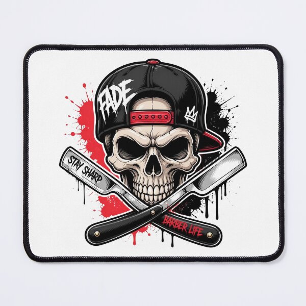 Item preview, Barber Skull Stay Sharp Straight Razor Urban Streetwear Art designed and sold by Barber MD Culture.