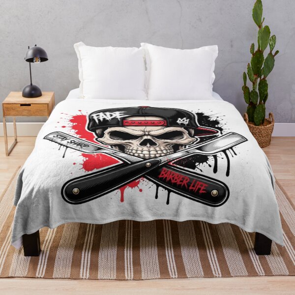 Item preview, Barber Skull Stay Sharp Straight Razor Urban Streetwear Art designed and sold by Barber MD Culture.