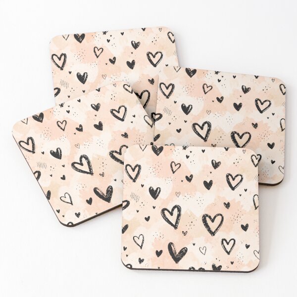 Item preview, Peach Watercolor Hearts – Boho Love Pattern Art Print – Valentine Gift Wall Decor designed and sold by @SHINTOSARTSTORE.