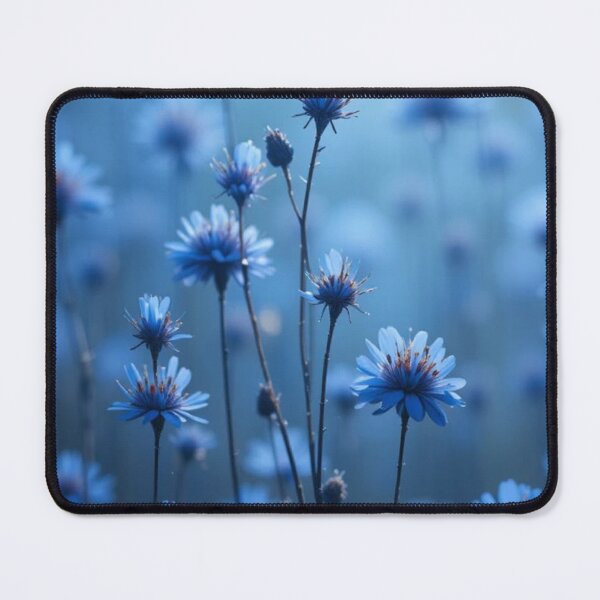 Item preview, Dreamy Blue Wildflowers Field Soft Bokeh Botanical Photography designed and sold by LYAN-STORE.