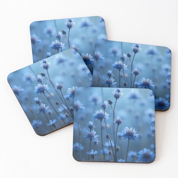 Item preview, Dreamy Blue Wildflowers Field Soft Bokeh Botanical Photography designed and sold by LYAN-STORE.
