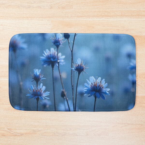 Item preview, Dreamy Blue Wildflowers Field Soft Bokeh Botanical Photography designed and sold by LYAN-STORE.