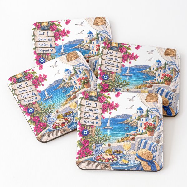 Item preview, Greek Island Summer – Eat, Swim, Explore, Repeat designed and sold by Moonroot Studio.
